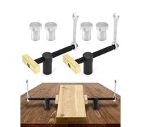 QWORK® 2PCS Serres-Joints Rapide Etabli avec 4X Butées d'Établi pour Fixer Les Pièces, pour Trou de 20 mm (Noir)
