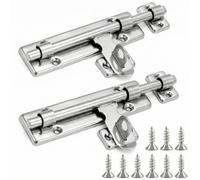 QWORK® 2PCS Targette de Porte avec Trou pour Cadenas, 16cm, Verrou Porte pour Portes de Cabanon, Portails et Portes d'Extérieur