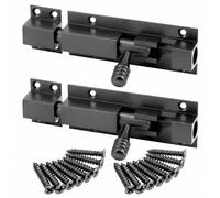 QWORK® 2X Verrou targette en alliage d'aluminium - 130 x 37 mm - boulon Ø 12 mm - Loquet coulissante pour porte, fenêtre, portail de jardin, cabanon (noir)