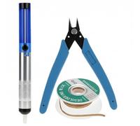 QWORK® 3 pièces ensemble d'outils de retrait de soudure,pompe a dessouder, tresse a dessouder et pince coupe-fil, pour l'électronique de bricolage