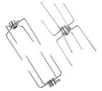 QWORK® 3 Pièces Fourchette brochette, barbecue rotissoire fourche en acier inoxydable 304 pour brochette, compatible avec hexagone 12 mm, carré 10 mm et 8 mm