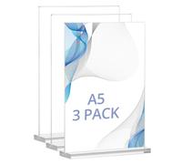 QWORK® 3 Pièces supports de table acrylique, A5 présentoir de double face, supports de panneau, pour bureau, magasin, restaurant