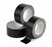 QWORK® 3 Rouleaux de scotch tissu noir, 30 m x 48 mm, Ruban adhésif toilé, ruban de réparation, adhésif puissant, résistant aux intempéries et déchirable à la main - Total 90 m