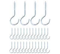 QWORK® 30 Pièces Crochets à vis M6 x 85 mm, crochet a visser, acier au carbone galvanisé, idéal pour câbles fixes, hamacs, auvents, fauteuils suspendus