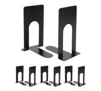 QWORK® 4 Paires Serre-Livres pour étagères, Serre Livres métal, Noir, 130mm, pour Bureau, Livres de bibliothèque, Fournitures Scolaires