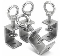 QWORK® 4 Pièces Anneaux de Levage Serre Joints C, Pince C Robuste, Acier Inoxydable 304, Pour Travail Bois Bricolage, Soudage, l'Ébénisterie, Couleur Argent