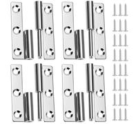 QWORK® 4 Pièces charnière amovible, charniere de porte en acier inoxydable 304 64x36mm avec vis, pour fenêtres et armoires