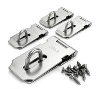 QWORK® 4 Pièces Loquets et Verrous de Portes, 82 mm Porte Fermoir Verrou de Porte Moraillon De Verrou en 304 Acier Inoxydable, Loquet de Cadenas Agrafe avec Vis pour Porte, Hangar, Fenêtre, Tiroir