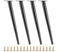QWORK® 4 Pièces Pieds de Meuble en Acier 40cm, Pieds Inclinés avec Base Antidérapants pour Table Basse/Table de Chevet/Armoires/Chaises