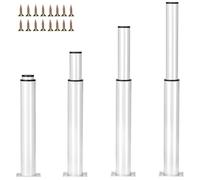 QWORK® 4 pièces Pieds de Meuble Réglables en Hauteur 25-42 cm Blanc, Pieds de Meuble avec Vis, pour Canapé, Lit, Armoire