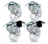 QWORK® 4 pièces. Roulettes pivotantes transparentes de 50 mm avec 2 freins, Roulettes pour meubles en polyuréthane respectueuses du sol, capacité de charge 35 kg