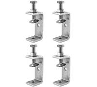 QWORK 4 Pièces Serre Joints C, Pince C Robuste, Acier Inoxydable 304, Pour Travail Bois Bricolage, Soudage, l'Ébénisterie, Couleur Argent, Style 1