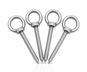 QWORK® 4 Pitons à Visser M10 x 100mm Inox 304 - Charge 300kg pour Hamac