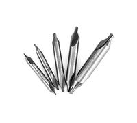 QWORK® 5 Pièces Forets à Centrer HSS 60 Degrés, 1/1.5/2/2.5/3mm, Foret à Deux Extrémités pour Traitement Acier Aluminium Cuivre Fer