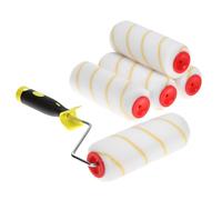 QWORK® 5 Pièces rouleaux de peinture, rouleau de peinture jaune 18 cm avec poignée, pour peintures à dispersion et à base de latex