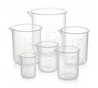 QWORK® 6 Pcs Bécher Gradué en Plastique Transparent 50ml 100ml 150ml 200ml 250ml 500ml pour Cuisine et Laboratoire