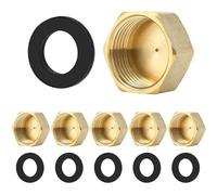 QWORK® 6 Pièces Bouchon en Laiton, Bouchon Hexagonal en Laiton 3/4", Embouts Filetés Intérieurs avec Rondelles, pour Tuyaux, Robinets et Vannes de Radiateur