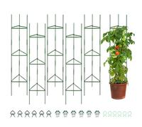 QWORK® 6 Pièces Tuteur Tomate, Support de Plantes, Piquet Tomate, Aides à Grimper 120 cm, pour Tomates, Fleurs, Concombres