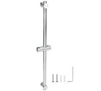 QWORK® 80 cm Barre de Douche avec Support Pommeau de Douche - Acier Inoxydable SUS 304 - Finition Brossée - Trous de Fixation Réglables