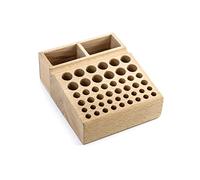 QWORK Boîte à outils professionnelle en bois à 46 trous avec 2 fentes pour ranger les outils de poinçonnage du cuir