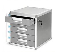 QWORK® Boîte à tiroirs A4, casier rangement bureau, 5 compartiments, avec serrure, alliage d'aluminium, argent
