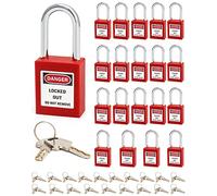 QWORK Cadenas de sécurité de verrouillage et d’étiquetage rouge, 20 cadenas avec 40 clés, clés différentes