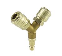 QWORK® Distributeur d'air Comprimé 3 Voies mit 2pcs 1/4 Pouce Raccord Rapide Air Comprimé et 1pc Raccord Enfichable