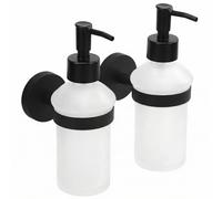 QWORK® Distributeur de Savon Mural, Distributeur de Savon de Douche, en Acier Inoxydable 304, adapté au Gel Douche, au Savon pour Les Mains, Noir
