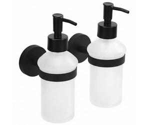 QWORK® Distributeur de Savon Mural, Distributeur de Savon de Douche, en Acier Inoxydable 304, adapté au Gel Douche, au Savon pour Les Mains, Noir