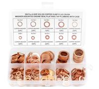 QWORK® Ensemble de Rondelle Cuivre Plates M5-M14, 200 Pièces Joint Cuivre Joints Vidange Utilisé avec Boîte de Rangement, 9 Tailles (M5 M6 M8 M10 M12 M14 M16 M20)