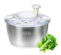 QWORK® Essoreuse à Salade 4,5L en Acier Inoxydable304 - avec Poignée Manivelle et Base Antidérapante, Lavable au Lave-Vaisselle