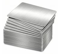 QWORK® Lot de 10 cartes de visite vierges en acier inoxydable, 8 x 5 x 0,1 cm, surface brossée, carte de visite gravée au laser pour la maison et le bureau