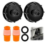 QWORK® Lot de 2 adaptateurs pour réservoir IBC, S60X6, IBC Bouchon de Réservoir 1/2", noir, avec 2 raccords de robinet