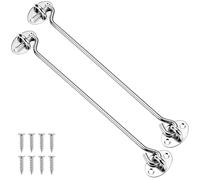 QWORK® Lot de 2 Crochet Porte En Acier Inoxydable, Crochet Fermeture Porte, Pour Porte De Grange, Porte De Garage, Loquet De Portail De Jardin, Avec Vis De Montage, 25 cm
