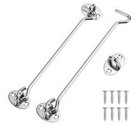 QWORK® Lot de 2 Crochet Porte En Acier Inoxydable, Crochet Fermeture Porte, Pour Porte De Grange, Porte De Garage, Loquet De Portail De Jardin, Avec Vis De Montage, 20 cm