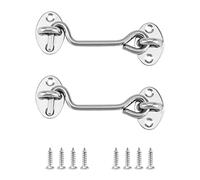QWORK® Lot de 2 Crochet Porte En Acier Inoxydable, Crochet Fermeture Porte, Pour Porte De Grange, Porte De Garage, Loquet De Portail De Jardin, Avec Vis De Montage, 10 cm