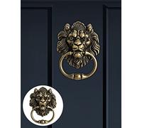 QWORK Lot de 2 heurtoirs de porte en bronze en forme de tête de lion antique - Design vintage classique