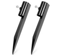 QWORK Lot de 2 piquets de lampe de poche de 27,4 cm pour lampes solaires | Piquets en acier revêtu par pulvérisation pour torches Tiki, lampes solaires et patios, convient aux poteaux jusqu'à 3,17 cm