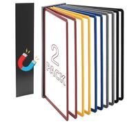 QWORK® Lot de 2 Système de Porte Document Mural Magnétique - 10 Panneaux A4 en Noir - Comprenant une plaque magnétique et des vis pour une installation facile
