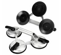 QWORK® Lot de 2 Ventouse à vide avec 3 ventouses Ø12cm - Poignée en aluminium - Capacité de charge 180 kg - Outil de transport pour carrelage et plaques de verre