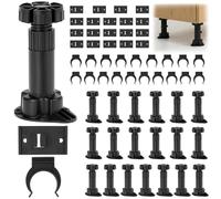 QWORK® Lot de 20 Pieds de Meuble, Pieds Meuble Cuisine, avec 10 Clips de Base et Plaques de Connexion, Plage étendue : 100-120 mm.