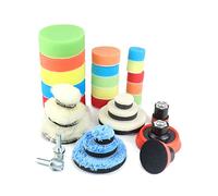 QWORK® Lot de 29 Éponges de Polissage, kit de polissage de perceuse 30 mm 50 mm 80 mm, avec tampon de support fileté M14 et adaptateurs, kit pour polisseuses automatiques de voiture
