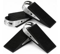 QWORK® Lot de 4 cales de porte en caoutchouc, cales de butée de porte robustes, base antidérapante, noir, adaptées aux portes lourdes, aux portes en verre, etc.