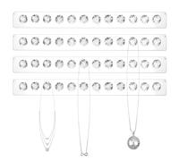 QWORK® Lot de 4 cintres pour colliers en acrylique avec 12 crochets en forme de diamant, organisateur de bijoux mural, design transparent