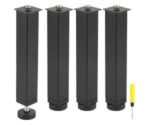 QWORK® Lot de 4 Pieds Réglables 20-22 cm pour Sommier à Lattes - en Acier Robuste - Vis Incluses