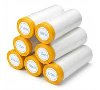 QWORK® Lot de 6 Ruban de Masquage avec Bache de Protection Peinture, Masquage et Protection Premium, 110cm x 20M