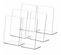 QWORK Lot de 6 Serre-Livres en Acrylique Transparent, Organisateur de Serre-Livres, pour Bureau, Livres de bibliothèque, Fournitures Scolaires, étagères