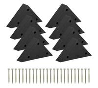 QWORK Lot de 8 pieds de canapé d'angle triangulaires en plastique noir, 14 x 14 cm, pieds de rechange pour meubles avec vis