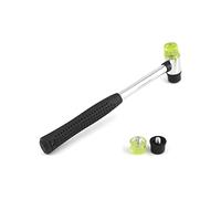 QWORK maillet caoutchouc, 25 mm Nylon Petit Marteau avec 2 têtes de rechange, avec poignée en caoutchouc antidérapante pour bijoux, outils de bricolage, artisanat du cuir