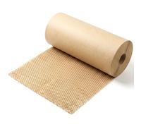 QWORK® Papier Emballage Nid d'Abeille 30 cm x 50 m, 80 g/㎡ Papier Kraft Rouleau, pour Déménagement, Expédition & Cadeaux